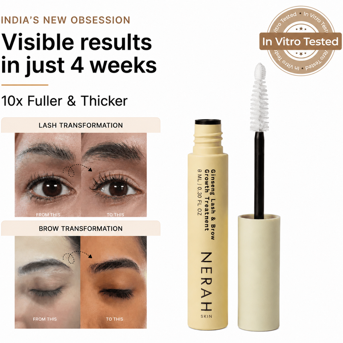 Ginseng Lash &amp; Brow Growth treatment I Peptide-powered. Oil-free.