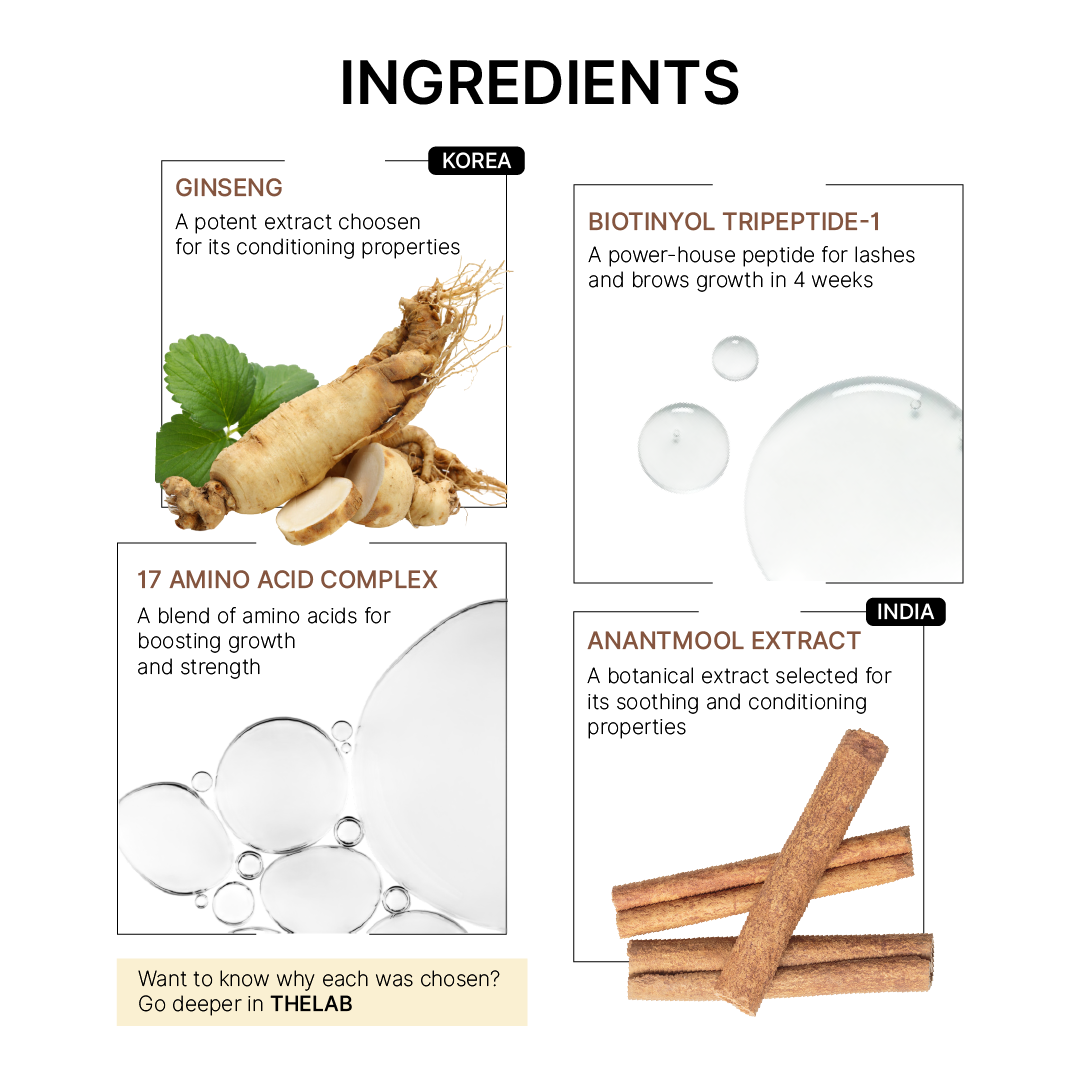 Ginseng Lash &amp; Brow Growth treatment I Peptide-powered. Oil-free.